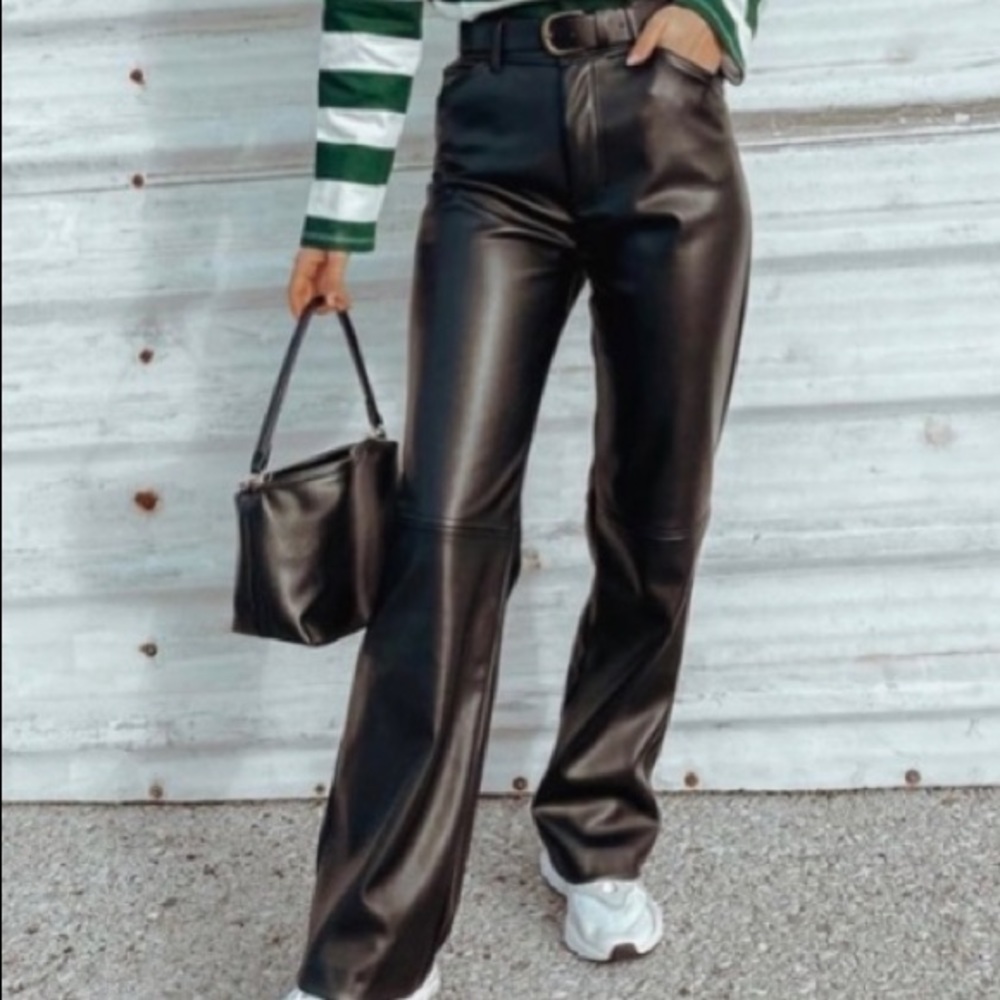 Zara faux leather pants trousers NWT
